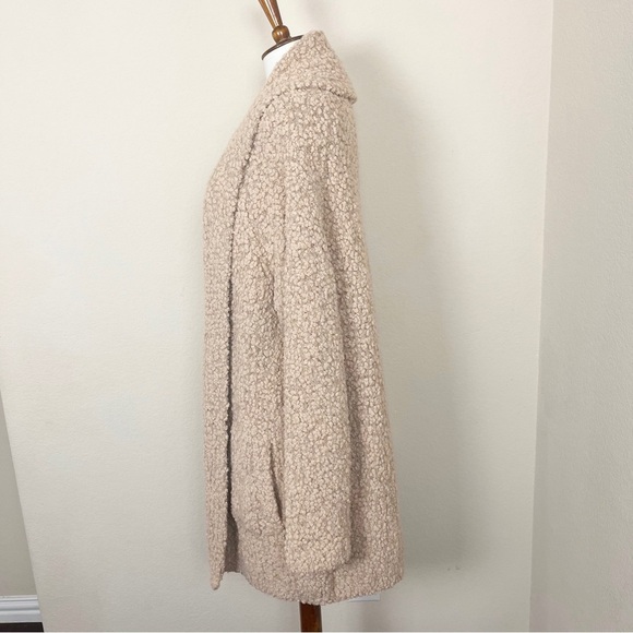 Barefoot Dreams Boucle Tan Shawl Cardi Cardigan Sweater Shacket - Picture 11 of 15